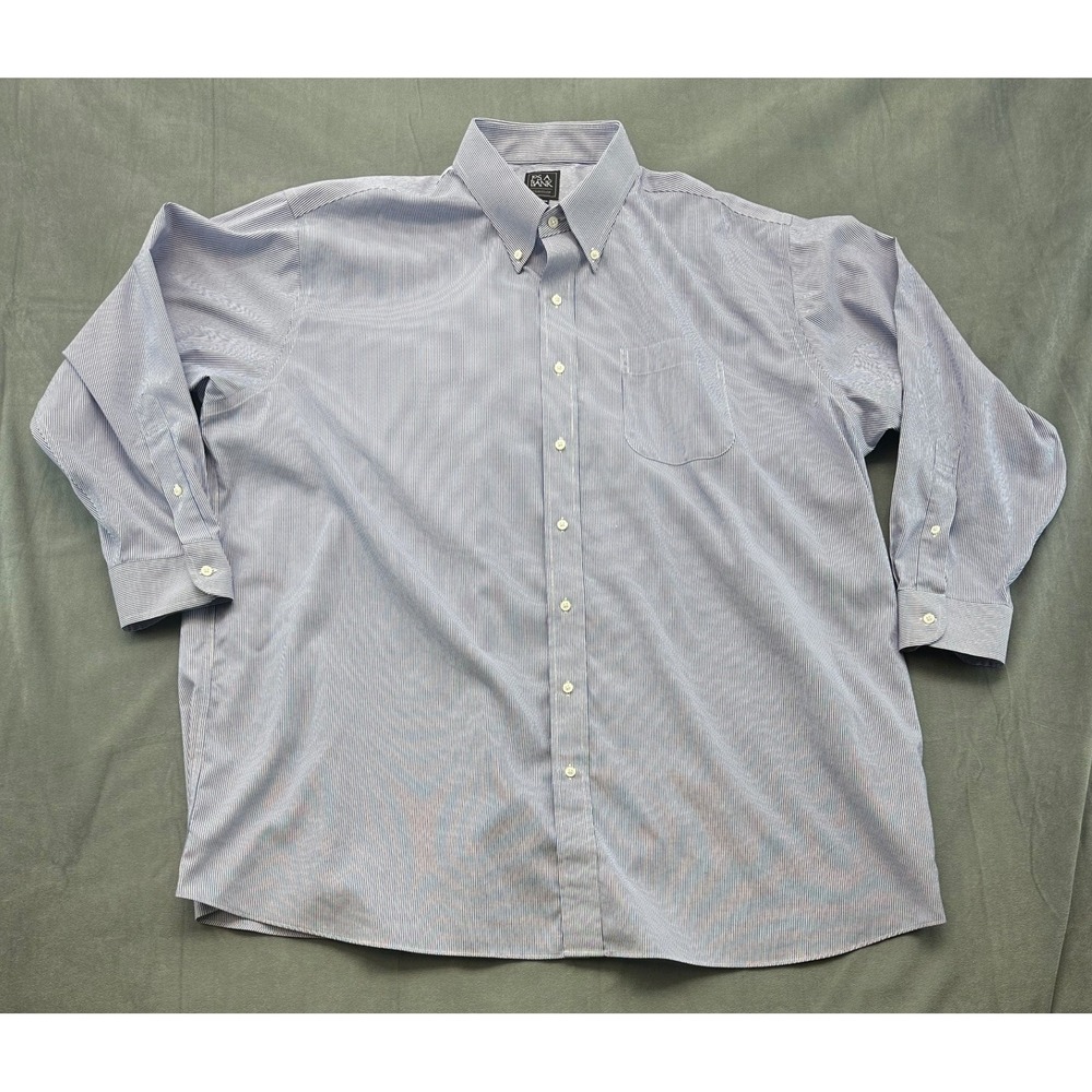Jos. A. Bank Traveler Mens Blue White Striped Button Down Shirt 18.5 34 XL XXL
